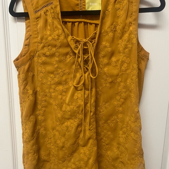 Maeve Gold Tie Front Tank Top - Picture 1 of 8